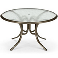 US Made 56" Round Dining Height Glass Top Folding Table
